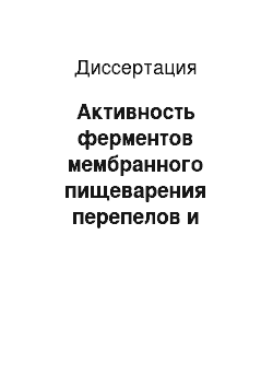 Диссертация: Активность ферментов мембранного пищеварения перепелов и мускусных уток in vitro