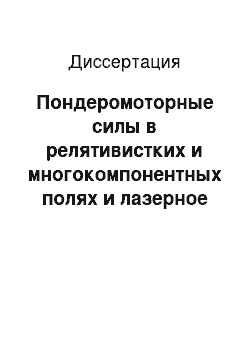 Диссертация: Пондеромоторные силы в релятивистких и многокомпонентных полях и лазерное ускорение заряженных частиц