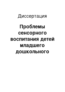 Диссертация: Проблемы сенсорного воспитания детей младшего дошкольного возраста в отечественной дошкольной педагогике второй половины ХХ века