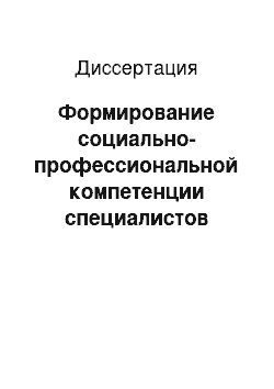 Диссертация: Формирование социально-профессиональной компетенции специалистов экономического профиля