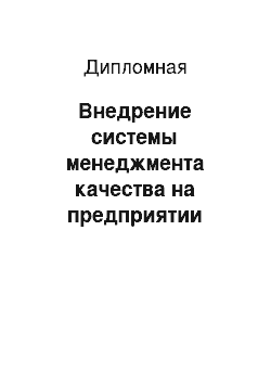 Дипломная: Внедрение системы менеджмента качества на предприятии