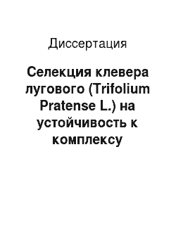 Диссертация: Селекция клевера лугового (Trifolium Pratense L.) на устойчивость к комплексу стрессовых факторов кислых почв на Северо-Востоке европейской части России