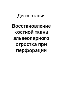 Диссертация: Восстановление костной ткани альвеолярного отростка при перфорации верхнечелюстного синуса в условиях направленной тканевой регенерации