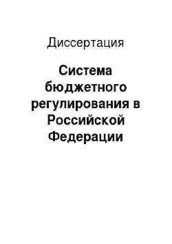 Диссертация: Система бюджетного регулирования в Российской Федерации