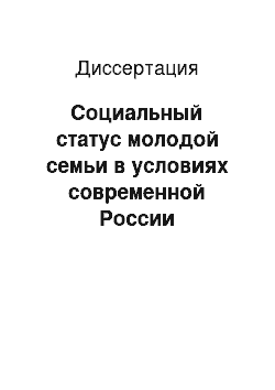 Диссертация: Социальный статус молодой семьи в условиях современной России