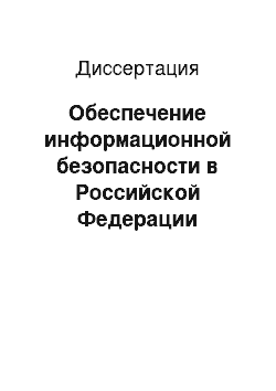 Диссертация: Обеспечение информационной безопасности в Российской Федерации уголовно-правовыми средствами