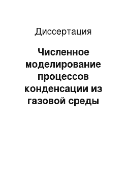 Диссертация: Численное моделирование процессов конденсации из газовой среды