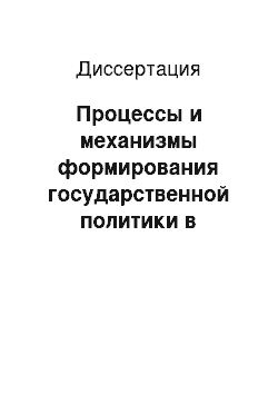 Диссертация: Процессы и механизмы формирования государственной политики в современном российском обществе