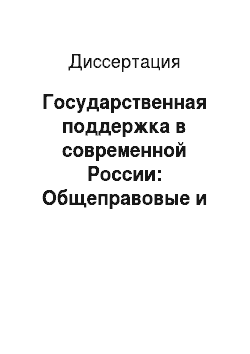 Диссертация: Государственная поддержка в современной России: Общеправовые и прикладные аспекты
