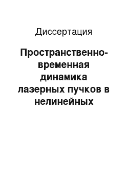 Диссертация: Пространственно-временная динамика лазерных пучков в нелинейных диэлектрических волноводах с неоднородностями