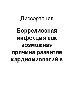 Диссертация: Боррелиозная инфекция как возможная причина развития кардиомиопатий в эндемичном регионе