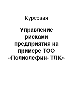 Курсовая: Управление рисками предприятия на примере ТОО «Полиолефин-ТЛК»