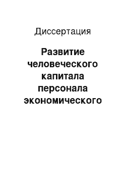 Диссертация: Развитие человеческого капитала персонала экономического вуза на основе гибкой системы оплаты труда