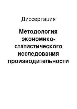 Диссертация: Методология экономико-статистического исследования производительности труда в промышленности