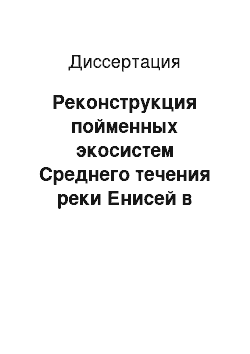 Диссертация: Реконструкция пойменных экосистем Среднего течения реки Енисей в голоцене