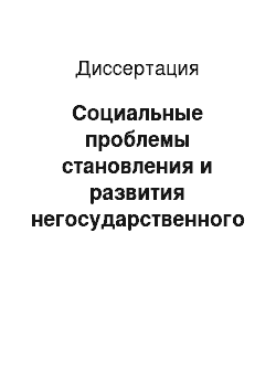 Диссертация: Социальные проблемы становления и развития негосударственного высшего образования в современной России: региональный аспект