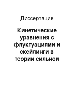 Диссертация: Кинетические уравнения с флуктуациями и скейлинги в теории сильной турбулентности