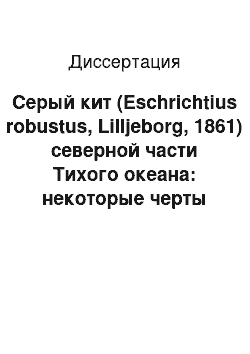 Диссертация: Серый кит (Eschrichtius robustus, Lilljeborg, 1861) северной части Тихого океана: некоторые черты биологии и промысел