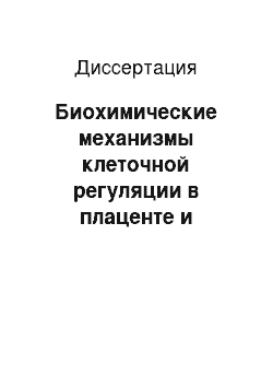 Диссертация: Биохимические механизмы клеточной регуляции в плаценте и околоплодной среде при физиологической и осложненной беременности