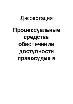 Диссертация: Процессуальные средства обеспечения доступности правосудия в сфере предпринимательской и иной экономической деятельности: В контексте международно-правовых стандартов