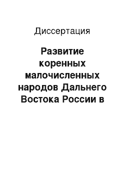 Диссертация: Развитие коренных малочисленных народов Дальнего Востока России в 1985-2004 годы: Социально-политический аспект