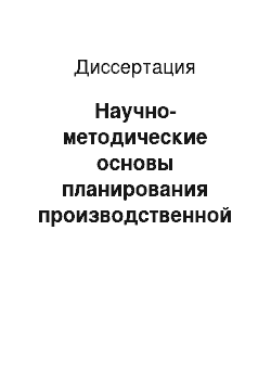 Диссертация: Научно-методические основы планирования производственной программы в условиях рыночной экономики