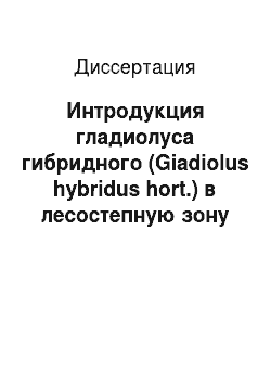 Диссертация: Интродукция гладиолуса гибридного (Giadiolus hybridus hort.) в лесостепную зону Западной Сибири
