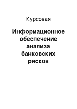 Курсовая: Информационное обеспечение анализа банковских рисков