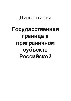 Диссертация: Государственная граница в приграничном субъекте Российской Федерации: историко-правовое исследование опыта Республики Тыва