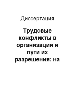 Диссертация: Трудовые конфликты в организации и пути их разрешения: на примере предприятий Воронежской области