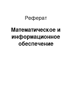 Реферат: Математическое и информационное обеспечение