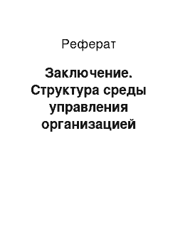 Реферат: Заключение. Структура среды управления организацией