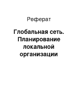 Реферат: Глобальная сеть. Планирование локальной организации