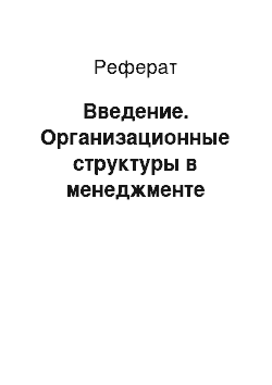 Реферат: Введение. Организационные структуры в менеджменте