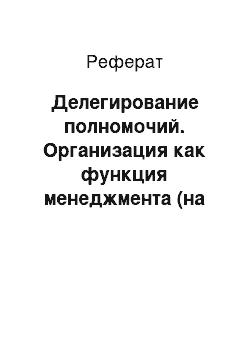 Реферат: Делегирование полномочий. Организация как функция менеджмента (на примере ООО "Христофор Колумб")