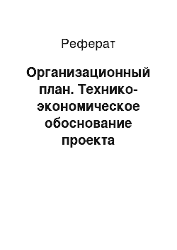 Реферат: Организационный план. Технико-экономическое обоснование проекта