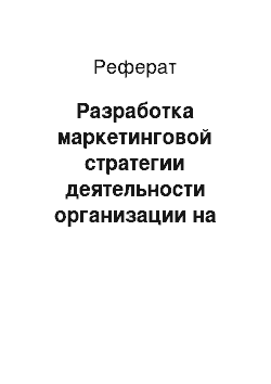 Реферат: Разработка маркетинговой стратегии деятельности организации на рынке