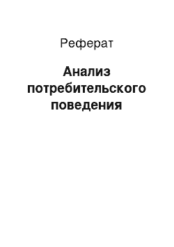 Реферат: Анализ потребительского поведения