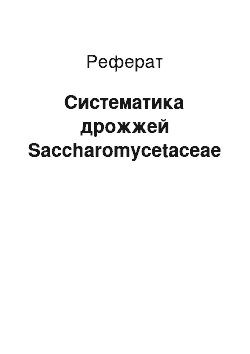 Реферат: Систематика дрожжей Saccharomycetaceae