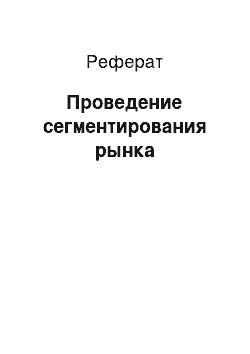 Реферат: Проведение сегментирования рынка