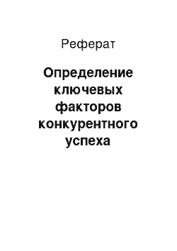 Реферат: Определение ключевых факторов конкурентного успеха