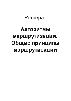 Реферат: Алгоритмы маршрутизации. Общие принципы маршрутизации