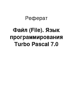 Реферат: Файл (File). Язык программирования Turbo Pascal 7.0