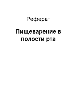 Реферат: Пищеварение в полости рта