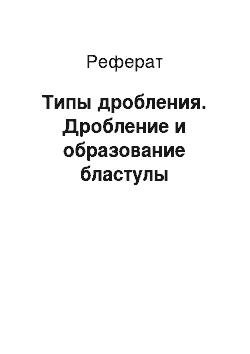 Реферат: Типы дробления. Дробление и образование бластулы