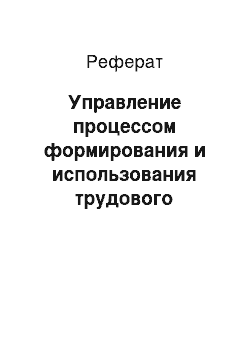 Реферат: Управление процессом формирования и использования трудового потенциала