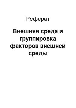 Реферат: Внешняя среда и группировка факторов внешней среды