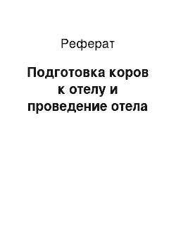 Реферат: Подготовка коров к отелу и проведение отела