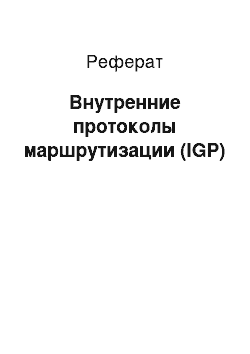 Реферат: Внутренние протоколы маршрутизации (IGP)