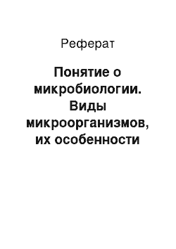 Реферат: Понятие о микробиологии. Виды микроорганизмов, их особенности